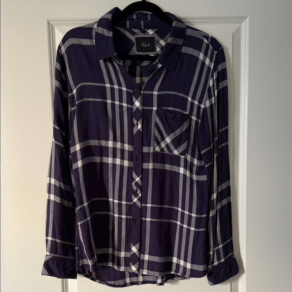 Rails Plaid Top in Navy & White